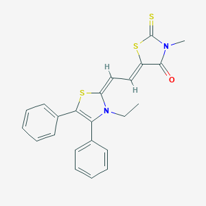 molecular formula C23H20N2OS3 B412185 5-[2-(3-ethyl-4,5-diphenyl-1,3-thiazol-2(3H)-ylidene)ethylidene]-3-methyl-2-thioxo-1,3-thiazolidin-4-one 