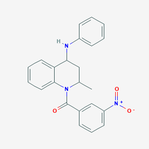 molecular formula C23H21N3O3 B412187 4-Anilino-1-{3-nitrobenzoyl}-2-methyl-1,2,3,4-tetrahydroquinoline 