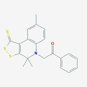 molecular formula C21H19NOS3 B412194 1-phenyl-2-(4,4,8-trimethyl-1-thioxo-1,4-dihydro-5H-[1,2]dithiolo[3,4-c]quinolin-5-yl)ethanone CAS No. 300801-77-8
