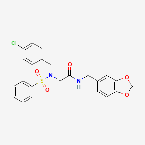 molecular formula C23H21ClN2O5S B4121957 N~1~-(1,3-benzodioxol-5-ylmethyl)-N~2~-(4-chlorobenzyl)-N~2~-(phenylsulfonyl)glycinamide 