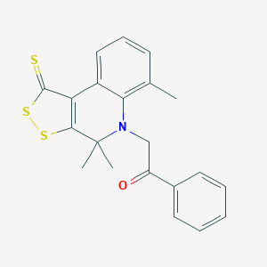 molecular formula C21H19NOS3 B412198 1-Phenyl-2-(4,4,6-trimethyl-1-sulfanylidenedithiolo[3,4-c]quinolin-5-yl)ethanone CAS No. 300801-79-0