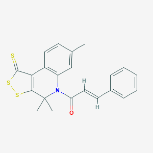 molecular formula C22H19NOS3 B412205 5-cinnamoyl-4,4,7-trimethyl-4,5-dihydro-1H-[1,2]dithiolo[3,4-c]quinoline-1-thione 