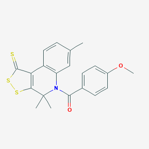 molecular formula C21H19NO2S3 B412206 (4-methoxyphenyl)(4,4,7-trimethyl-1-thioxo-1,4-dihydro-5H-[1,2]dithiolo[3,4-c]quinolin-5-yl)methanone 