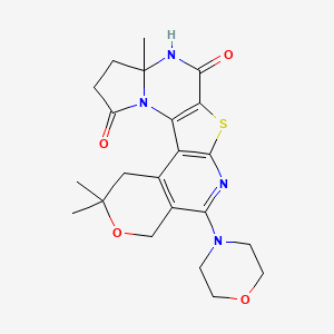 molecular formula C22H26N4O4S B4122090 7,18,18-trimethyl-14-morpholin-4-yl-17-oxa-11-thia-3,8,13-triazapentacyclo[10.8.0.02,10.03,7.015,20]icosa-1(12),2(10),13,15(20)-tetraene-4,9-dione 