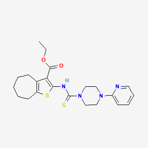 ethyl 2-({[4-(2-pyridinyl)-1-piperazinyl]carbonothioyl}amino)-5,6,7,8-tetrahydro-4H-cyclohepta[b]thiophene-3-carboxylate