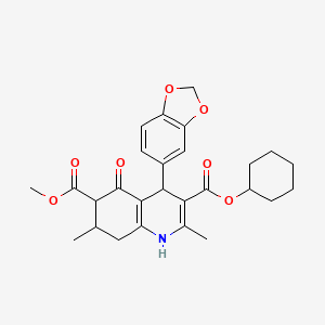 3-CYCLOHEXYL 6-METHYL 4-(2H-1,3-BENZODIOXOL-5-YL)-2,7-DIMETHYL-5-OXO-1,4,5,6,7,8-HEXAHYDROQUINOLINE-3,6-DICARBOXYLATE