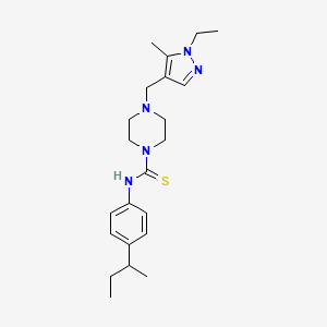 molecular formula C22H33N5S B4122130 N-(4-sec-butylphenyl)-4-[(1-ethyl-5-methyl-1H-pyrazol-4-yl)methyl]-1-piperazinecarbothioamide 