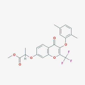 molecular formula C22H19F3O6 B4122176 methyl 2-{[3-(2,5-dimethylphenoxy)-4-oxo-2-(trifluoromethyl)-4H-chromen-7-yl]oxy}propanoate 