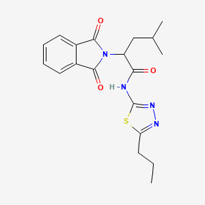 molecular formula C19H22N4O3S B4122276 2-(1,3-dioxo-1,3-dihydro-2H-isoindol-2-yl)-4-methyl-N-(5-propyl-1,3,4-thiadiazol-2-yl)pentanamide 