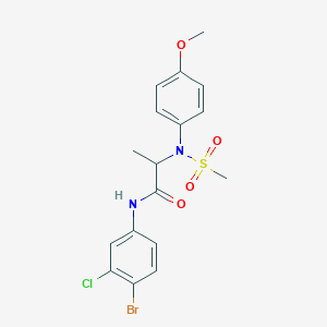 molecular formula C17H18BrClN2O4S B4122287 N-(4-bromo-3-chlorophenyl)-2-(4-methoxy-N-methylsulfonylanilino)propanamide 