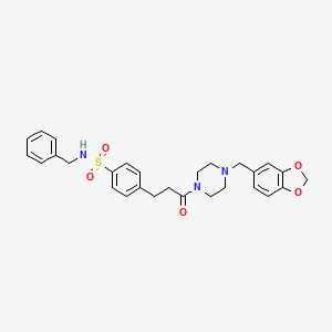 4-{3-[4-(1,3-benzodioxol-5-ylmethyl)-1-piperazinyl]-3-oxopropyl}-N-benzylbenzenesulfonamide