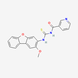 molecular formula C20H15N3O3S B4122306 N-{[(2-methoxydibenzo[b,d]furan-3-yl)amino]carbonothioyl}nicotinamide 