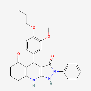 3-hydroxy-4-(3-methoxy-4-propoxyphenyl)-2-phenyl-2,4,6,7,8,9-hexahydro-5H-pyrazolo[3,4-b]quinolin-5-one