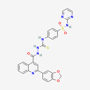 molecular formula C28H21N7O5S2 B4122333 2-{[2-(1,3-benzodioxol-5-yl)-4-quinolinyl]carbonyl}-N-{4-[(2-pyrimidinylamino)sulfonyl]phenyl}hydrazinecarbothioamide 