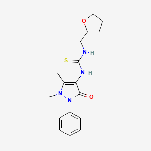 molecular formula C17H22N4O2S B4122360 1-(1,5-dimethyl-3-oxo-2-phenyl-2,3-dihydro-1H-pyrazol-4-yl)-3-(tetrahydrofuran-2-ylmethyl)thiourea 