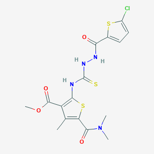 Methyl 2-(2-(5-chlorothiophene-2-carbonyl)hydrazine-1-carbothioamido)-5-(dimethylcarbamoyl)-4-methylthiophene-3-carboxylate