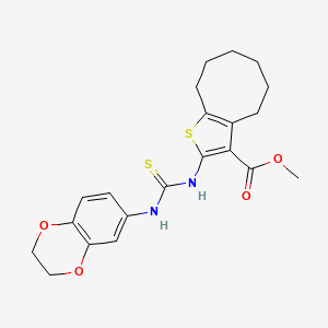 methyl 2-{[(2,3-dihydro-1,4-benzodioxin-6-ylamino)carbonothioyl]amino}-4,5,6,7,8,9-hexahydrocycloocta[b]thiophene-3-carboxylate