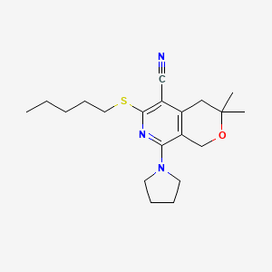 3,3-DIMETHYL-6-(PENTYLSULFANYL)-8-(PYRROLIDIN-1-YL)-1H,3H,4H-PYRANO[3,4-C]PYRIDINE-5-CARBONITRILE