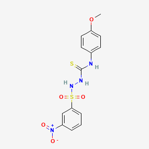 molecular formula C14H14N4O5S2 B4122501 N-(4-methoxyphenyl)-2-[(3-nitrophenyl)sulfonyl]hydrazinecarbothioamide 