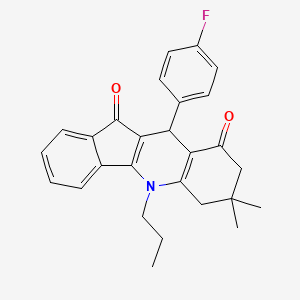 molecular formula C27H26FNO2 B4122524 10-(4-fluorophenyl)-7,7-dimethyl-5-propyl-6,7,8,10-tetrahydro-5H-indeno[1,2-b]quinoline-9,11-dione 