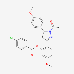 2-[1-acetyl-5-(4-methoxyphenyl)-4,5-dihydro-1H-pyrazol-3-yl]-5-methoxyphenyl 4-chlorobenzoate