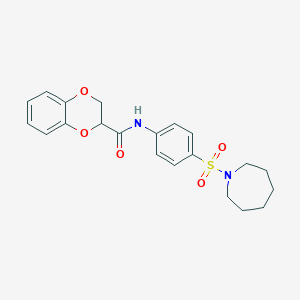 molecular formula C21H24N2O5S B4122553 N-[4-(azepan-1-ylsulfonyl)phenyl]-2,3-dihydro-1,4-benzodioxine-3-carboxamide 