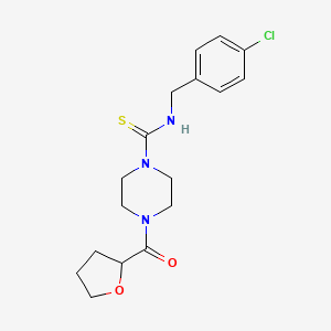 molecular formula C17H22ClN3O2S B4122605 N-(4-chlorobenzyl)-4-(tetrahydrofuran-2-ylcarbonyl)piperazine-1-carbothioamide 