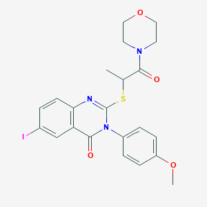 6-iodo-3-(4-methoxyphenyl)-2-{[1-methyl-2-(4-morpholinyl)-2-oxoethyl]thio}-4(3H)-quinazolinone