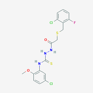 molecular formula C17H16Cl2FN3O2S2 B4122686 2-{[(2-chloro-6-fluorobenzyl)thio]acetyl}-N-(5-chloro-2-methoxyphenyl)hydrazinecarbothioamide 