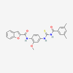 N-[4-({[(3,5-dimethylbenzoyl)amino]carbonothioyl}amino)-2-methoxyphenyl]-1-benzofuran-2-carboxamide