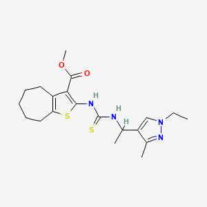 methyl 2-[({[1-(1-ethyl-3-methyl-1H-pyrazol-4-yl)ethyl]amino}carbonothioyl)amino]-5,6,7,8-tetrahydro-4H-cyclohepta[b]thiophene-3-carboxylate