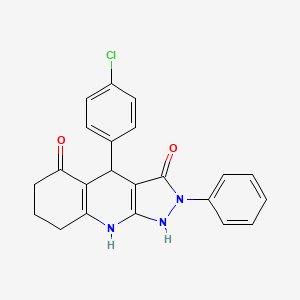 4-(4-chlorophenyl)-3-hydroxy-2-phenyl-2,4,6,7,8,9-hexahydro-5H-pyrazolo[3,4-b]quinolin-5-one