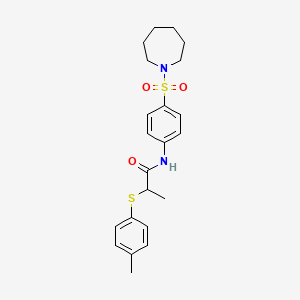 N-[4-(1-azepanylsulfonyl)phenyl]-2-[(4-methylphenyl)thio]propanamide