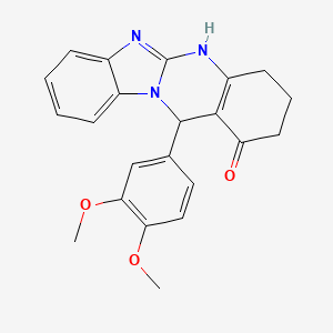 molecular formula C22H21N3O3 B4122806 12-(3,4-dimethoxyphenyl)-3,4,5,12-tetrahydrobenzimidazo[2,1-b]quinazolin-1(2H)-one 