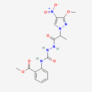 methyl 2-[({2-[2-(3-methoxy-4-nitro-1H-pyrazol-1-yl)propanoyl]hydrazinyl}carbonyl)amino]benzoate