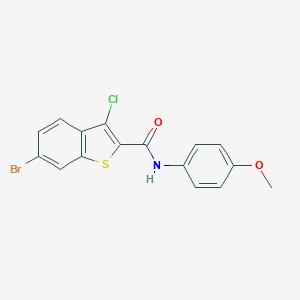 molecular formula C16H11BrClNO2S B412290 6-bromo-3-chloro-N-(4-methoxyphenyl)-1-benzothiophene-2-carboxamide 