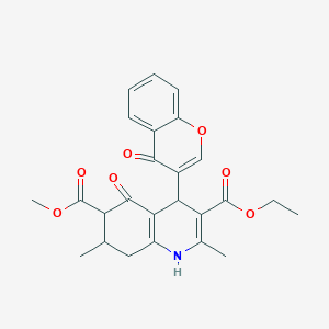 molecular formula C25H25NO7 B4122943 3-ethyl 6-methyl 2,7-dimethyl-5-oxo-4-(4-oxo-4H-chromen-3-yl)-1,4,5,6,7,8-hexahydroquinoline-3,6-dicarboxylate 