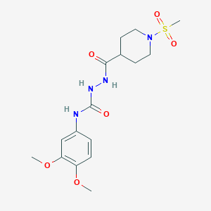 molecular formula C16H24N4O6S B4123006 N-(3,4-dimethoxyphenyl)-2-{[1-(methylsulfonyl)-4-piperidinyl]carbonyl}hydrazinecarboxamide 