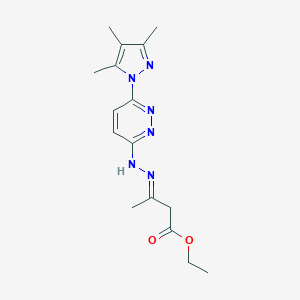 molecular formula C16H22N6O2 B412303 ethyl (3E)-3-[[6-(3,4,5-trimethylpyrazol-1-yl)pyridazin-3-yl]hydrazinylidene]butanoate 