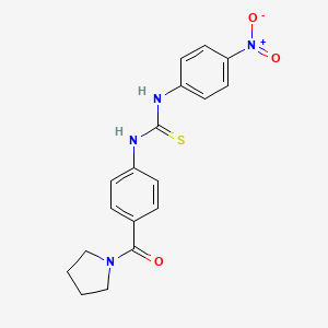 molecular formula C18H18N4O3S B4123057 N-(4-nitrophenyl)-N'-[4-(1-pyrrolidinylcarbonyl)phenyl]thiourea 