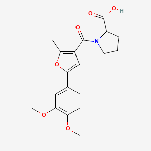 1-{[5-(3,4-DIMETHOXYPHENYL)-2-METHYL-3-FURYL]CARBONYL}-2-PYRROLIDINECARBOXYLIC ACID