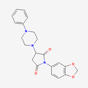 molecular formula C21H21N3O4 B4123358 1-(1,3-Benzodioxol-5-yl)-3-(4-phenylpiperazin-1-yl)pyrrolidine-2,5-dione 