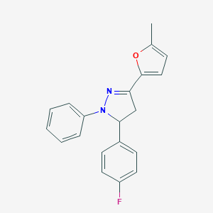 molecular formula C20H17FN2O B412338 5-(4-Fluorophenyl)-3-(5-methyl-2-furyl)-1-phenyl-2-pyrazoline 