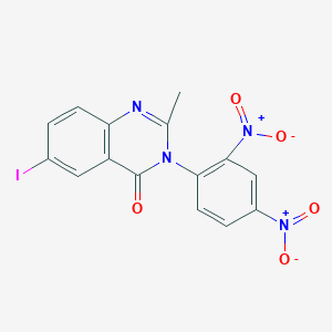 molecular formula C15H9IN4O5 B412343 3-{2,4-bisnitrophenyl}-6-iodo-2-methyl-4(3H)-quinazolinone 