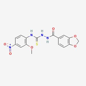 molecular formula C16H14N4O6S B4123506 2-(1,3-benzodioxol-5-ylcarbonyl)-N-(2-methoxy-4-nitrophenyl)hydrazinecarbothioamide 