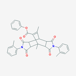 molecular formula C35H30N2O6 B412351 Phenyl 1,14-dimethyl-4,10-bis(2-methylphenyl)-3,5,9,11-tetraoxo-4,10-diazatetracyclo[5.5.2.0~2,6~.0~8,12~]tetradec-13-ene-13-carboxylate 