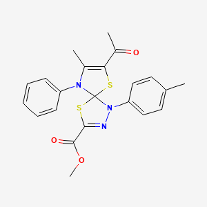 methyl 7-acetyl-8-methyl-1-(4-methylphenyl)-9-phenyl-4,6-dithia-1,2,9-triazaspiro[4.4]nona-2,7-diene-3-carboxylate