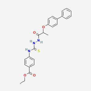 molecular formula C25H25N3O4S B4123562 ethyl 4-[({2-[2-(4-biphenylyloxy)propanoyl]hydrazino}carbonothioyl)amino]benzoate 