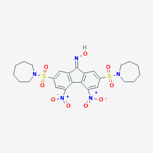 molecular formula C25H29N5O9S2 B412362 N-[2,7-bis(azepan-1-ylsulfonyl)-4,5-dinitrofluoren-9-ylidene]hydroxylamine 
