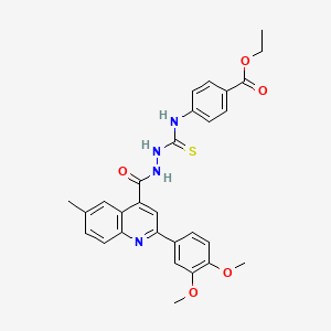 ethyl 4-{[(2-{[2-(3,4-dimethoxyphenyl)-6-methyl-4-quinolinyl]carbonyl}hydrazino)carbonothioyl]amino}benzoate